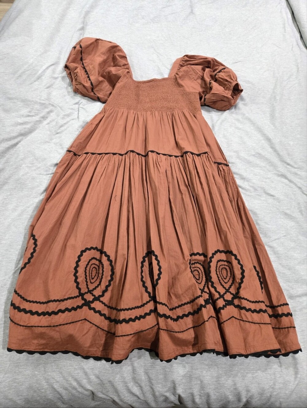 Sister Mary Loopy Midi Dress In Rust Size Small - Picture 2 of 5